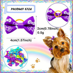 40pcs Mixed Style Pet Grooming Hair Bows with Rubber Bands