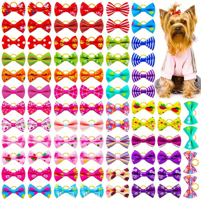40pcs Mixed Style Pet Grooming Hair Bows with Rubber Bands