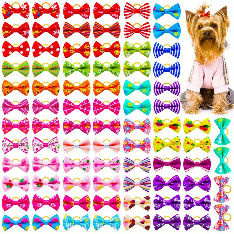 40pcs Mixed Style Pet Grooming Hair Bows with Rubber Bands