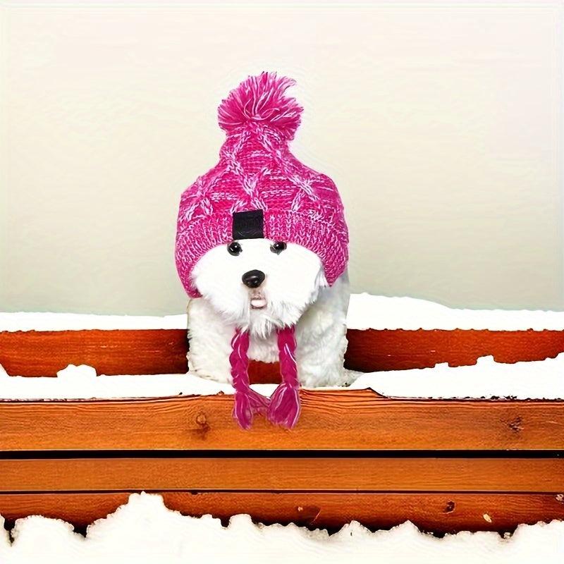 Dog Warm Hats Knitted Puppy Cat Hats Polka Dot Pet Cap