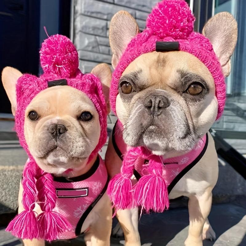 Dog Warm Hats Knitted Puppy Cat Hats Polka Dot Pet Cap