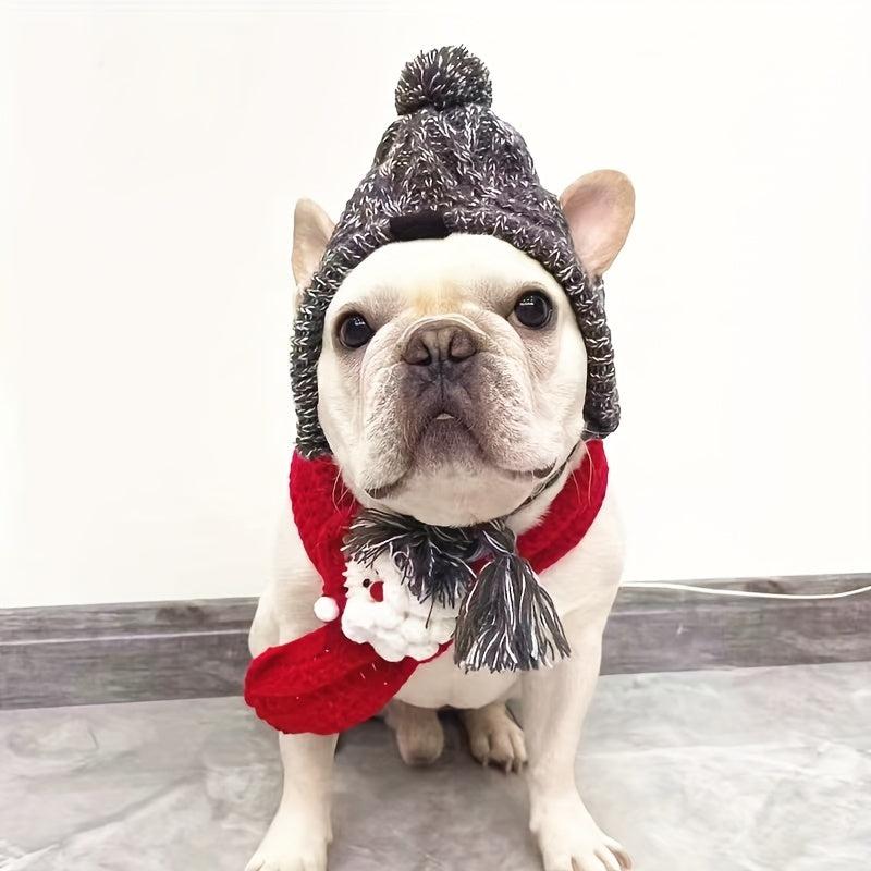 Dog Warm Hats Knitted Puppy Cat Hats Polka Dot Pet Cap