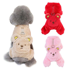 Pet Bear Dog Pajamas Winter Warm Dog Clothes For Small Dogs Costume