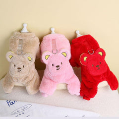Pet Bear Dog Pajamas Winter Warm Dog Clothes For Small Dogs Costume