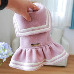 Letter Patch Sailor Collar Pet Dress Autumn Winter Dog Warm Clothes