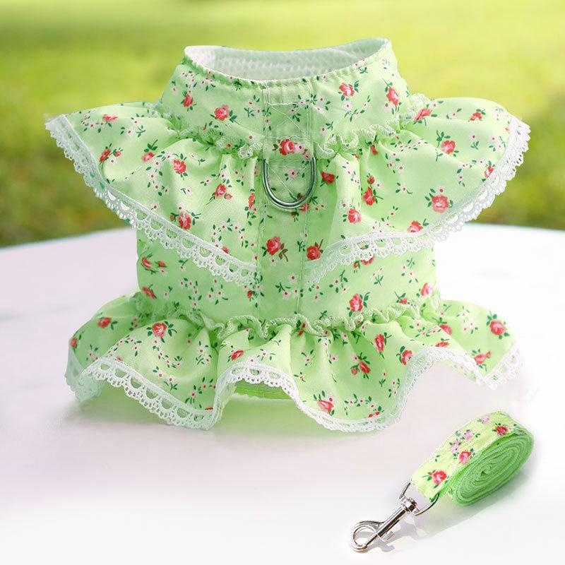 Flower Lace Dog Harness Vest with Leash Set for Small and Medium Dogs