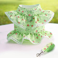 Flower Lace Dog Harness Vest with Leash Set for Small and Medium Dogs