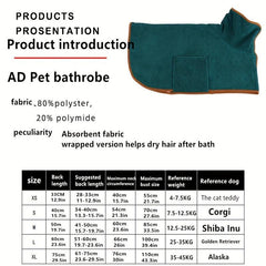 Quick Drying Pet Hooded Bath Towel Thick Microfiber Body Towel