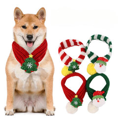 Christmas Pet Striped Knitted Scarf for Dogs Cats