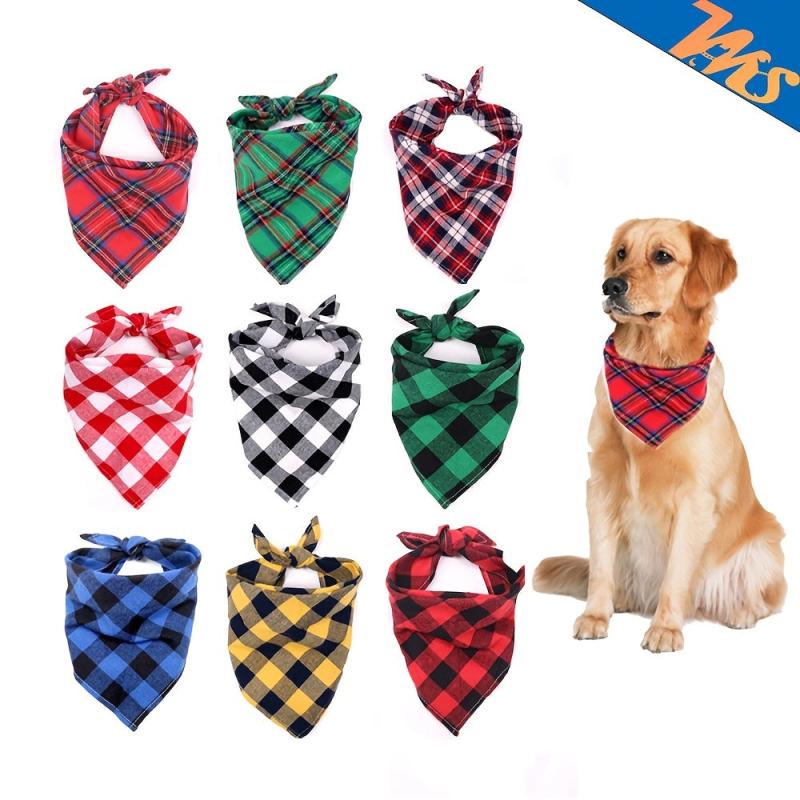 Christmas Pet Bandana Scarf Plaid Festive Design for Dogs Cats