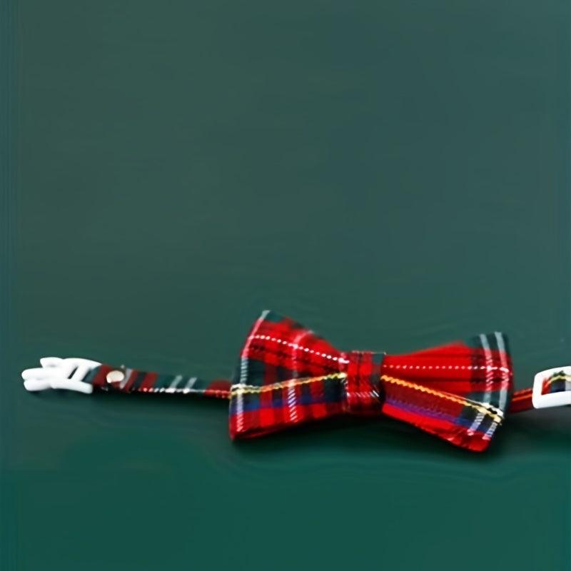 Plaid Print Bow Tie for Cat or Small Dog Adjustable Collar