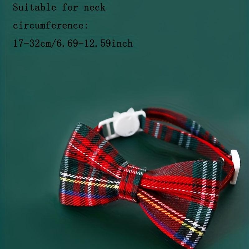 Plaid Print Bow Tie for Cat or Small Dog Adjustable Collar