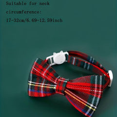 Plaid Print Bow Tie for Cat or Small Dog Adjustable Collar