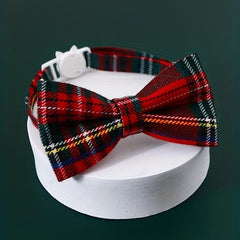 Plaid Print Bow Tie for Cat or Small Dog Adjustable Collar