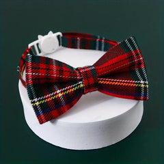 Plaid Print Bow Tie for Cat or Small Dog Adjustable Collar