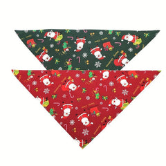Christmas Pet Bandanas Santa & Tree Graphic Scarf Holiday Bib for Pets