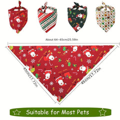 Christmas Pet Bandanas Santa & Tree Graphic Scarf Holiday Bib for Pets