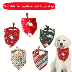 Christmas Pet Bandanas Santa & Tree Graphic Scarf Holiday Bib for Pets