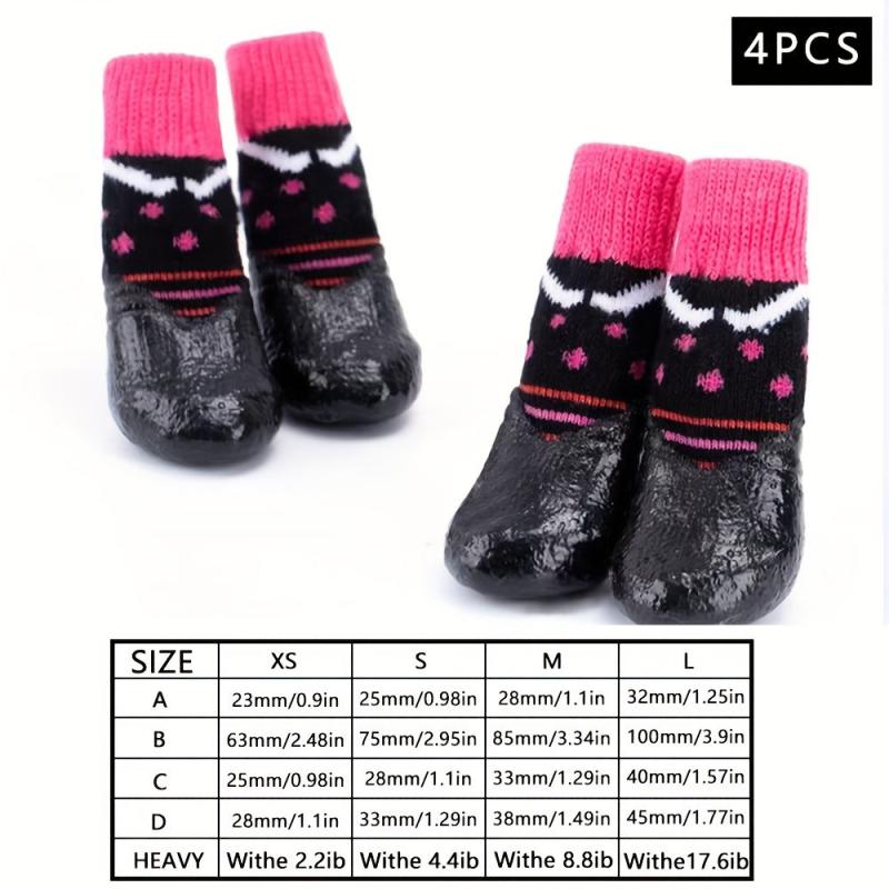 4pcs Cartoon Dog Sock Shoes Non-slip Waterproof Boots for Small and Medium Dogs