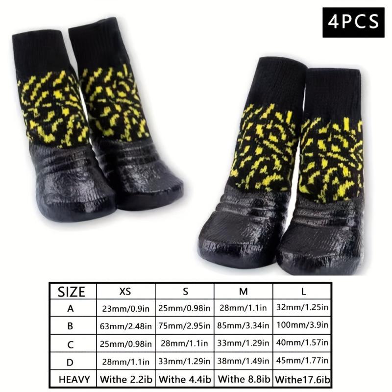4pcs Cartoon Dog Sock Shoes Non-slip Waterproof Boots for Small and Medium Dogs