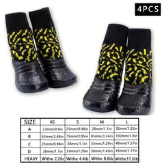 4pcs Cartoon Dog Sock Shoes Non-slip Waterproof Boots for Small and Medium Dogs