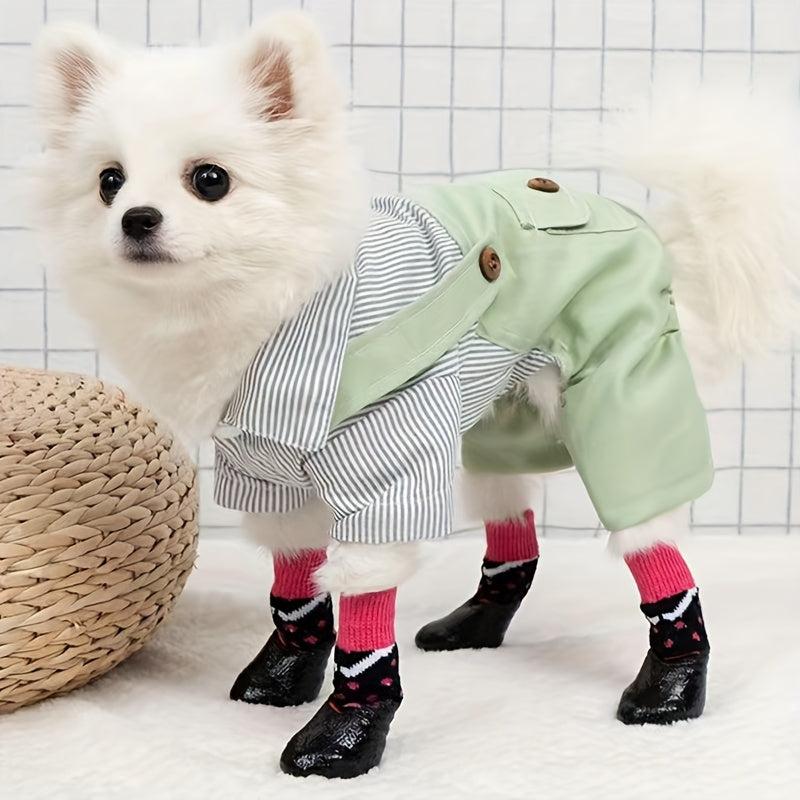 4pcs Cartoon Dog Sock Shoes Non-slip Waterproof Boots for Small and Medium Dogs