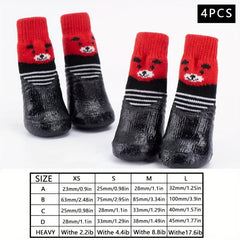 4pcs Cartoon Dog Sock Shoes Non-slip Waterproof Boots for Small and Medium Dogs
