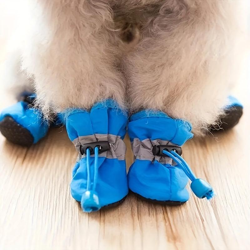 4pcs Soft Dog Shoes Waterproof Paw Protectors For Small Dogs And Cats