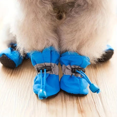4pcs Soft Dog Shoes Waterproof Paw Protectors For Small Dogs And Cats