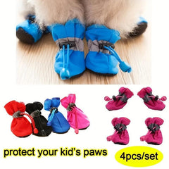 4pcs Soft Dog Shoes Waterproof Paw Protectors For Small Dogs And Cats