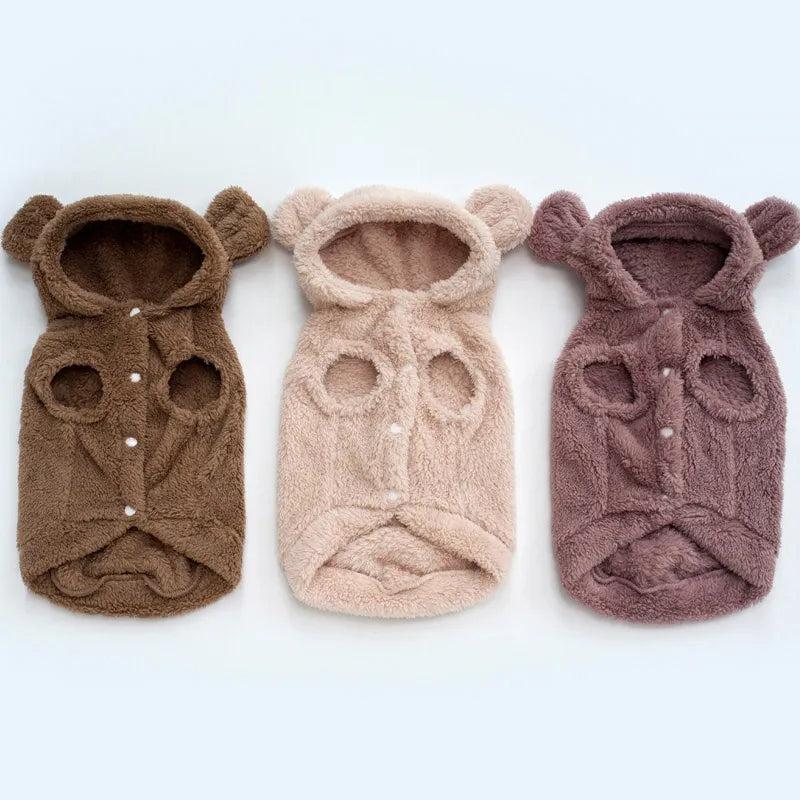 Pet Bear Fleece Dog Clothes Jacket Warm Costume