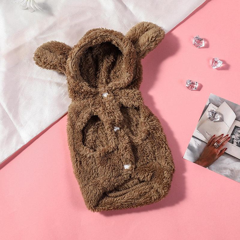 Pet Bear Fleece Dog Clothes Jacket Warm Costume