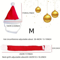 Cat Santa Hat With Scarf Christmas Costume Funny Pet Christmas Hat