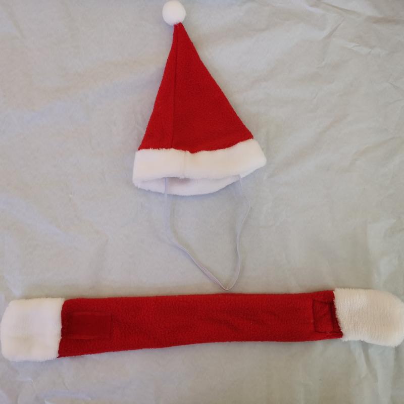 Cat Santa Hat With Scarf Christmas Costume Funny Pet Christmas Hat