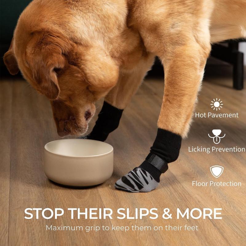 4pcs Anti Slip Dog Socks With Straps Traction For Indoor On Hardwood Floor