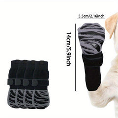4pcs Anti Slip Dog Socks With Straps Traction For Indoor On Hardwood Floor