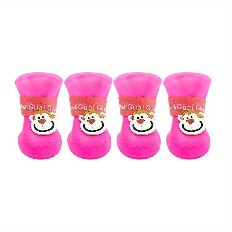 Adorable Cartoon Monkey Pattern Rain Boots for Pets