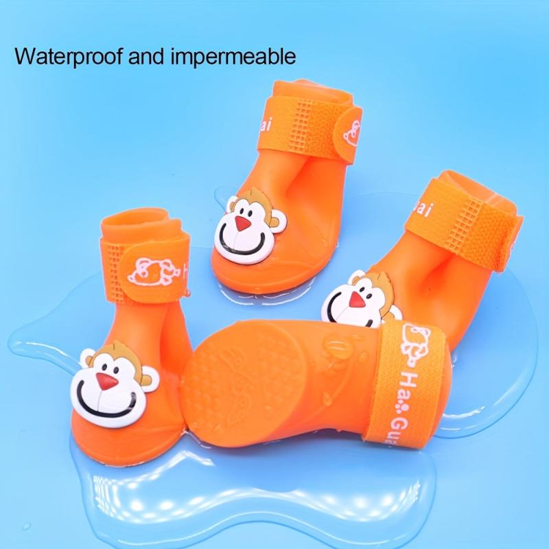 Adorable Cartoon Monkey Pattern Rain Boots for Pets