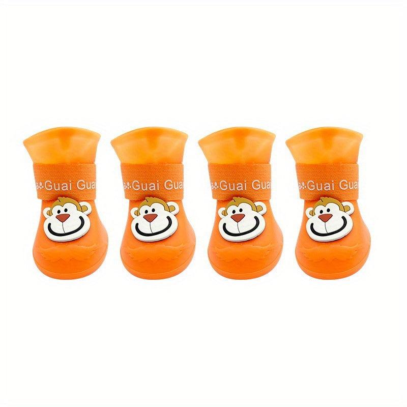 Adorable Cartoon Monkey Pattern Rain Boots for Pets