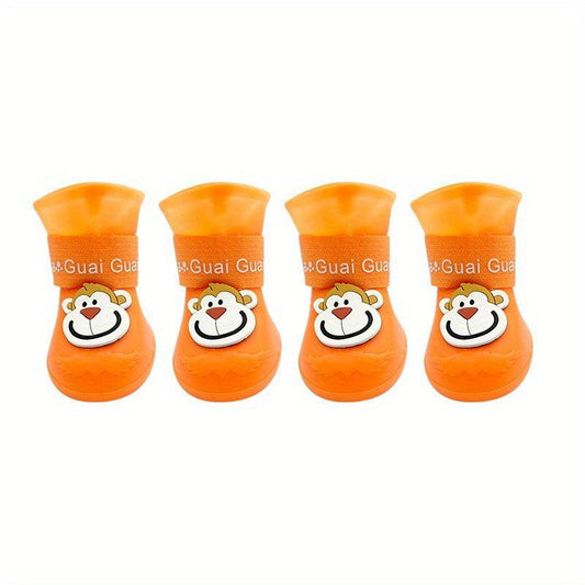 Adorable Cartoon Monkey Pattern Rain Boots for Pets