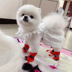 4pcs Dog Shoes Reflective Straps Anti Slip Dog Boots