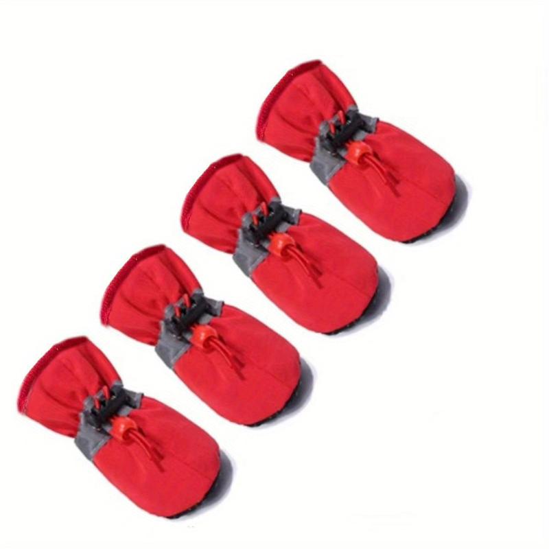 4pcs Dog Shoes Reflective Straps Anti Slip Dog Boots