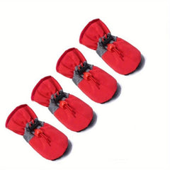 4pcs Dog Shoes Reflective Straps Anti Slip Dog Boots