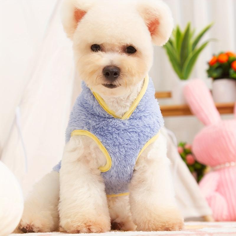Reversible Dog Fleece Coat With D Ring For Leash Pet Plush Clothes Winter