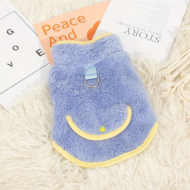 Reversible Dog Fleece Coat With D Ring For Leash Pet Plush Clothes Winter