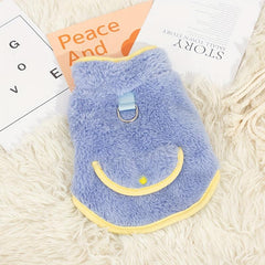 Reversible Dog Fleece Coat With D Ring For Leash Pet Plush Clothes Winter