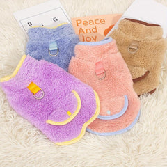 Reversible Dog Fleece Coat With D Ring For Leash Pet Plush Clothes Winter