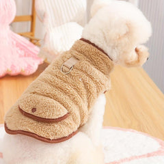 Reversible Dog Fleece Coat With D Ring For Leash Pet Plush Clothes Winter