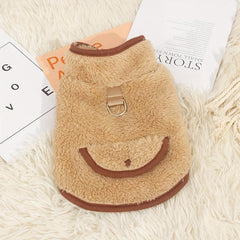 Reversible Dog Fleece Coat With D Ring For Leash Pet Plush Clothes Winter