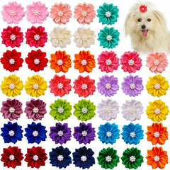 10pcs Dog Hair Bows Mix Colors Pearls Rubber Bands Grooming Puppies